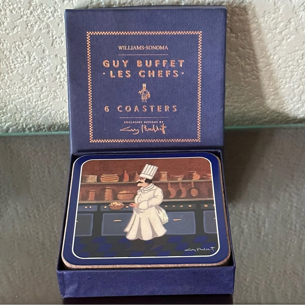 Williams-Sonoma Guy Buffett ‘Les Chefs’ Coaster Set (6)